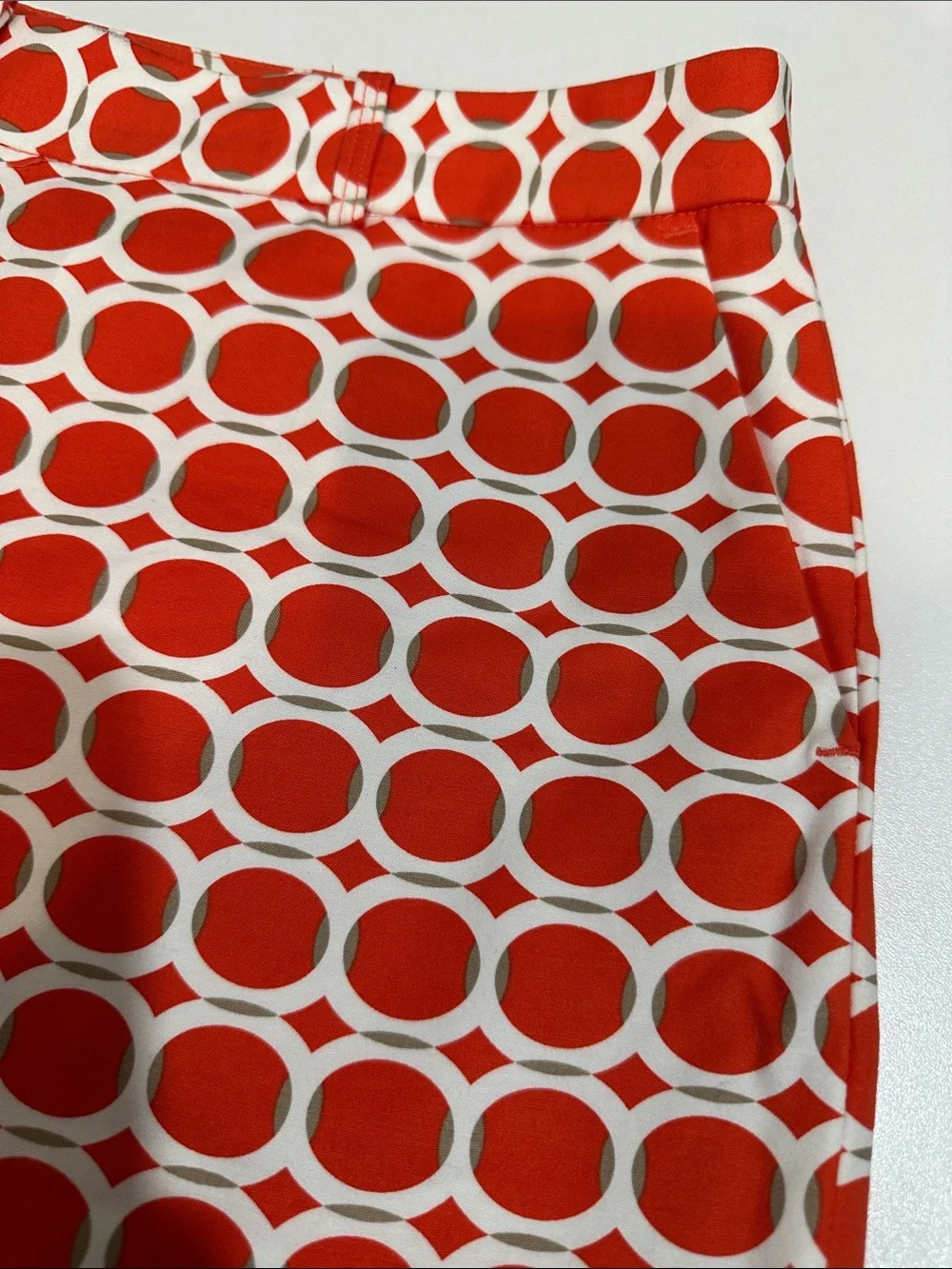 Michael Kors Red and White Circle-Print Skirt